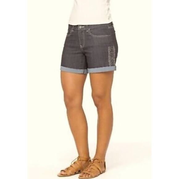 Prana Kara Denim Shorts Gray Embroidered Women’s Size 4 / 28 W3KARA114 EUC - Picture 1 of 12